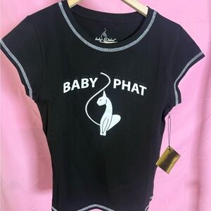 Baby Phat Black Graphic Tee, Size L *New With Tags*